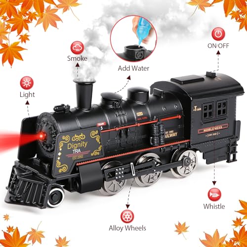 Train Set for Boys with Steam Locomotive, Cargo Cars & Tracks N10378