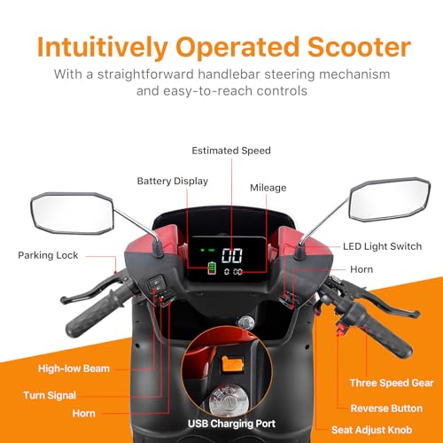 Heavy-Duty 4-Wheel Mobility Scooter for Seniors, 500 lbs Capacity, 3-Speed Mode C58154