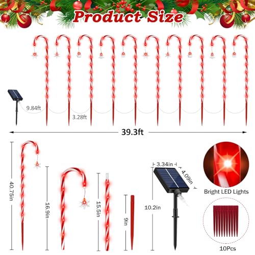 Solar Christmas Candy Cane Lights Outdoor, 20 Pack 110 LED, 8 Modes G703703