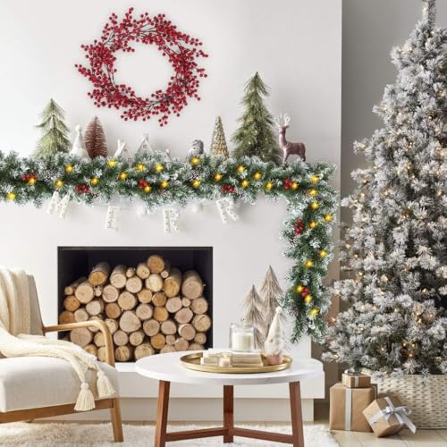 Christmas garland with lights, 9ft, battery operated with timer B505