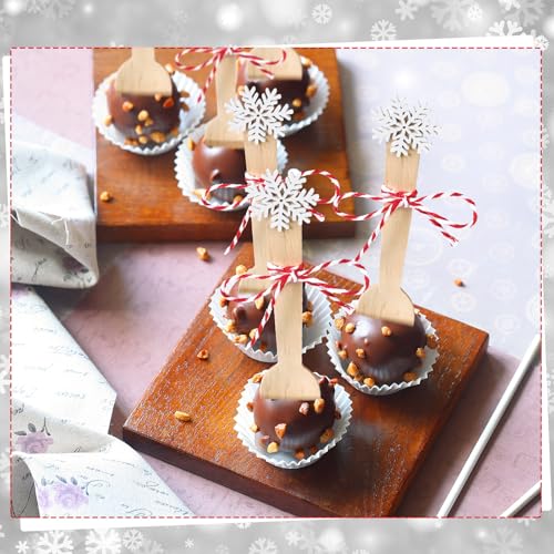 100 Set Christmas Wooden Spoons for Hot Cocoa, Chocolate, and Baking A7471