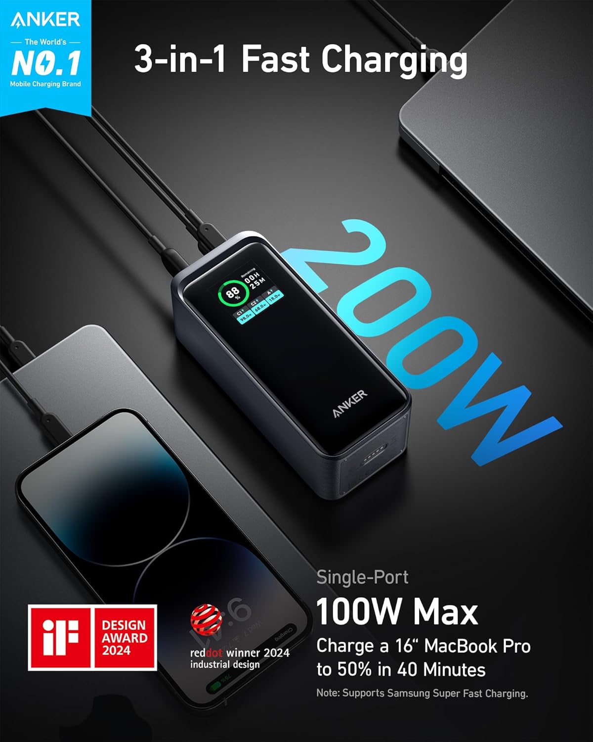 Portable Charger 24000mAh with 140W Output and Digital Display G5787