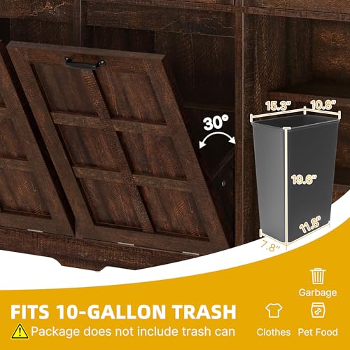 Tilt Out Trash Can Cabinet with Drawers, 20 Gallon, Brown Oak Z441687