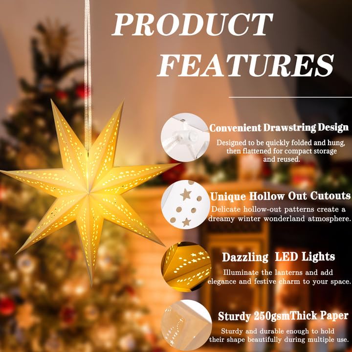 Christmas Paper Snowflake Lanterns with LED Lights for Holiday Party Decor Q23741