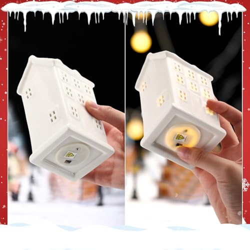 Ceramic Christmas Village Set with LED Houses and Trees N2555
