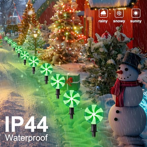 Unicorn Christmas Lollipop Pathway Lights, 10 LED Peppermint String Lights with Stakes M138626