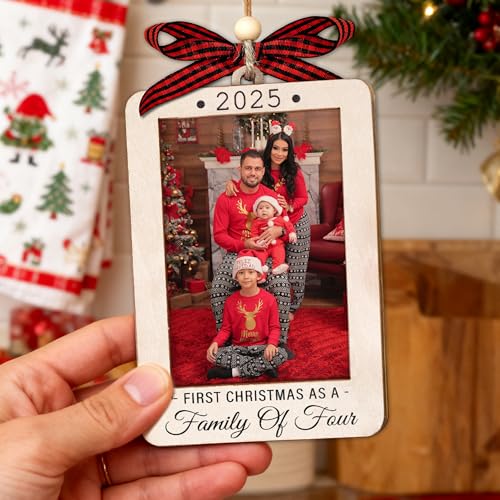 Christmas Ornament Picture Frame - Wooden Landscape Photo Frame for Tree U75225