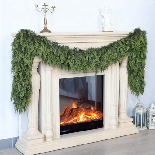 9ft Cedar Garland for Fireplace - Artificial Christmas Garland with Realistic Faux Pine Needles U95208