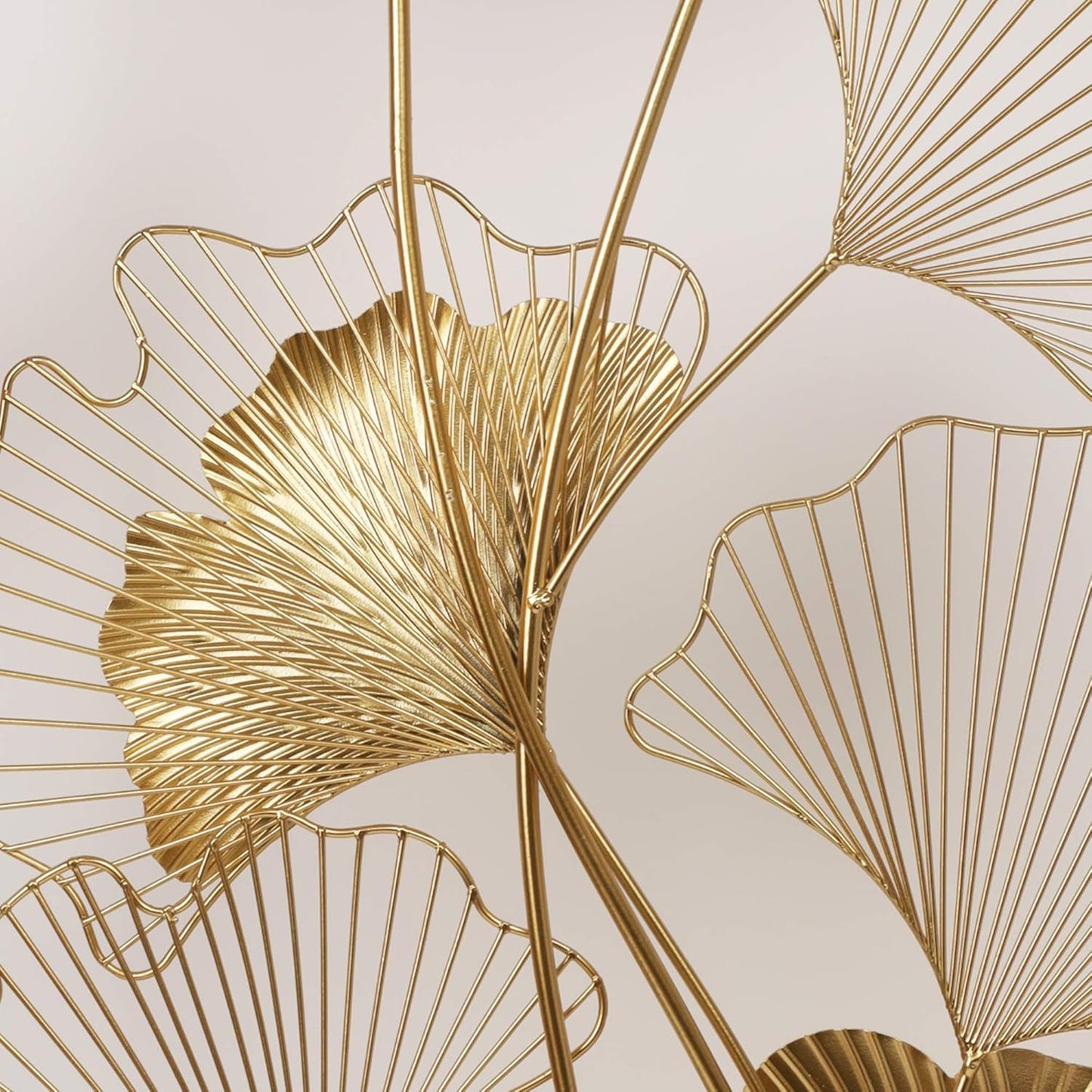 Metal Wall Decor, 39" x 20" Golden Ginkgo Leaf Wall Hanging with Frame K574798