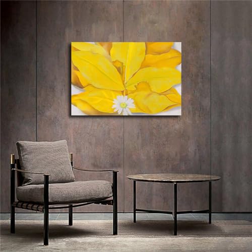 Yellow Pecan Leaves and Daisies Poster Canvas Wall Art Unframed C74984