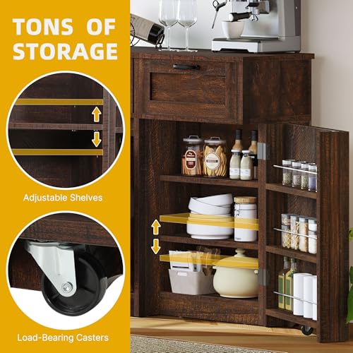 Tilt Out Trash Can Cabinet with Drawers, 20 Gallon, Brown Oak Z441687