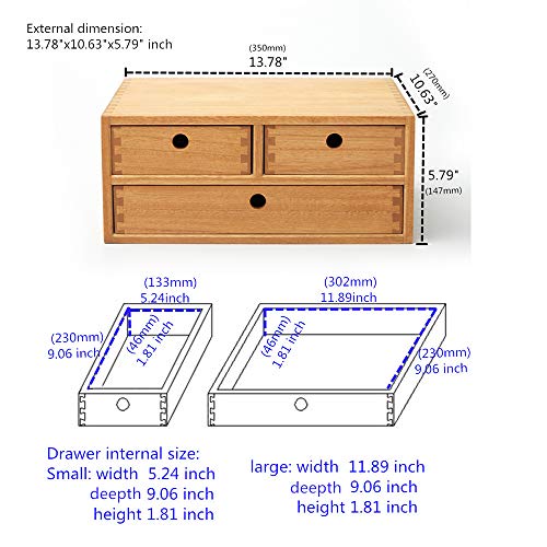 Natural Wooden Desktop Organizer with 3 Drawers D235
