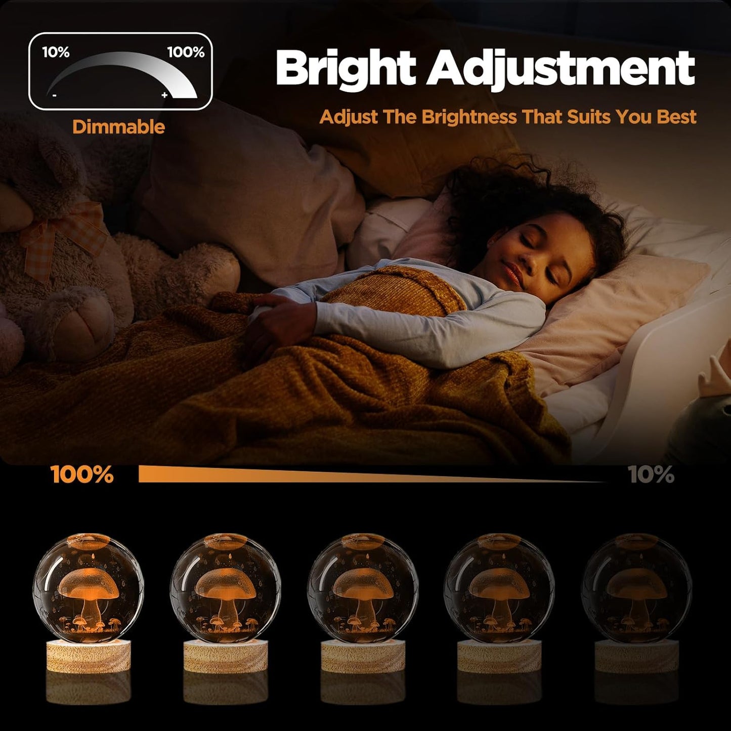 Mushroom Crystal Ball Night Light with Remote Control Y494782