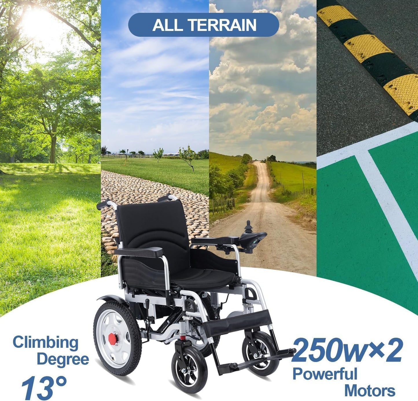 Foldable Electric Wheelchair for Adults, Heavy Duty Portable I87848