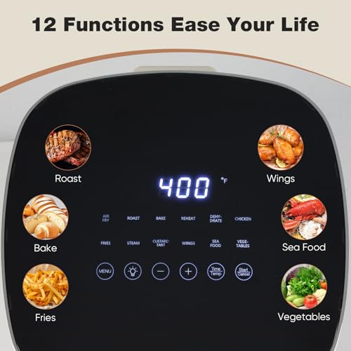 Air Fryer 6 Quart with Window, 12-in-1, 400F Grey U565