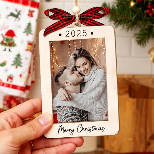 Christmas Ornament Picture Frame - Wooden Landscape Photo Frame for Tree U75225