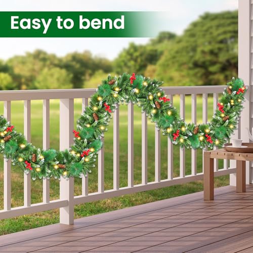 Christmas Garland with Lights, 50 LEDs, 9FT Battery Operated J339360
