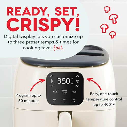 Electric Air Fryer Oven, 2.6 Qt., Grey, Compact Digital, 1000-Watt O882