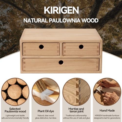 Natural Wooden Desktop Organizer with 3 Drawers D235