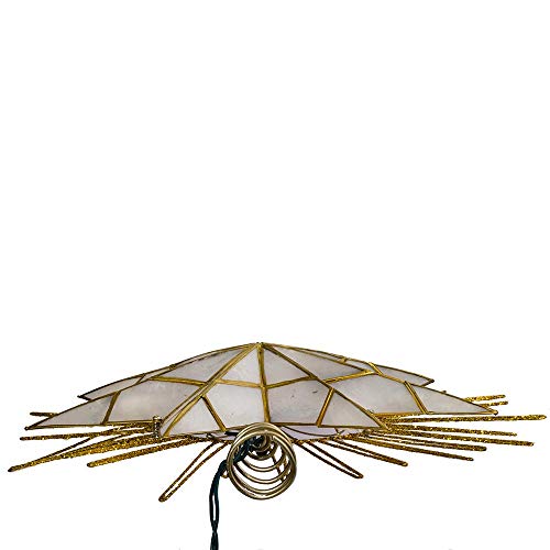 12" 7-Point Capiz Lighted Christmas Tree Star Topper with Wire Rays Accent U6010