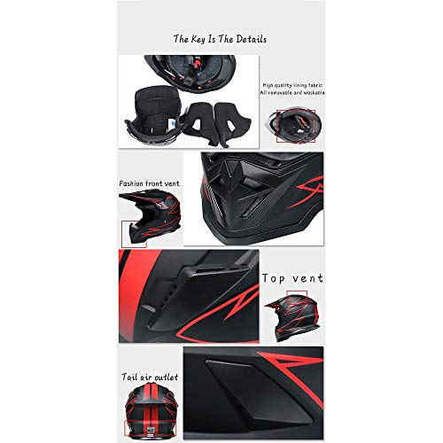 Off-Road Motocross Helmet DOT Certified (Orange, Large) N474