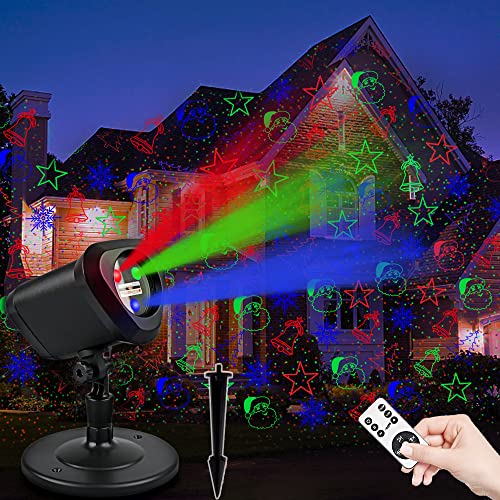 Christmas Laser Lights Red and Green Star Show for Indoor Outdoor Decor O2184