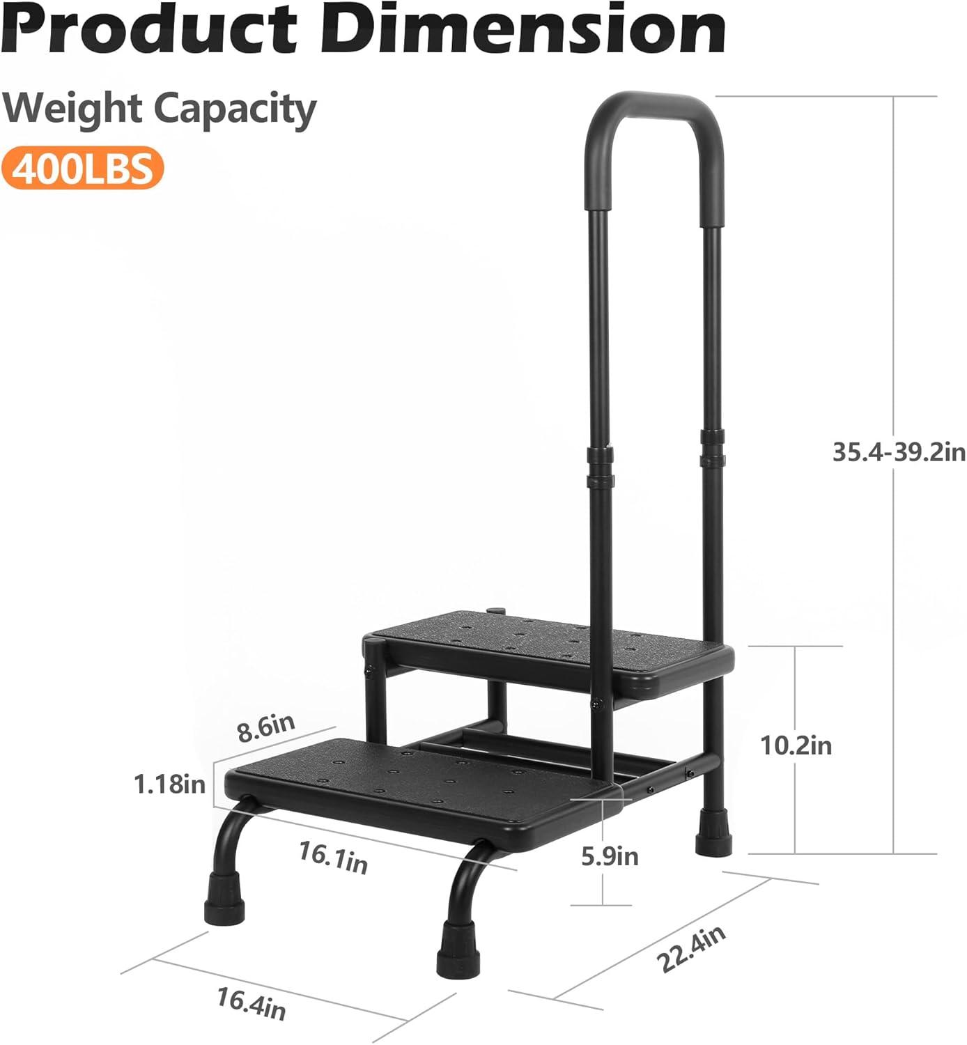 2 Step Stool with Handle for Elderly, Heavy Duty P181620