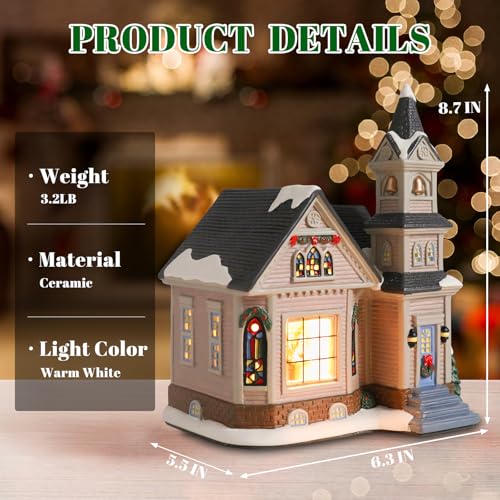Ceramic Christmas Houses with Warm LED Light S1149
