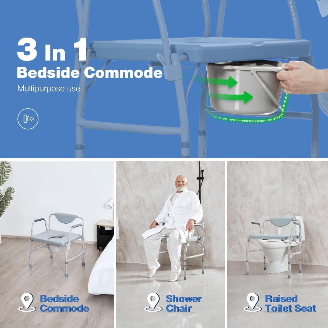 Bariatric Commode 700 LBS with Drop Arm and Extra Wide Seat L511465