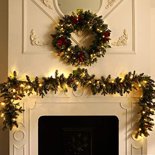 Pre-lit Christmas Garland with Lights for Indoor Outdoor Decor C1969