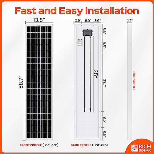250 Watt 12 Volt Monocrystalline Solar Panel for RV Trailer Camper Marine Off Grid M571760