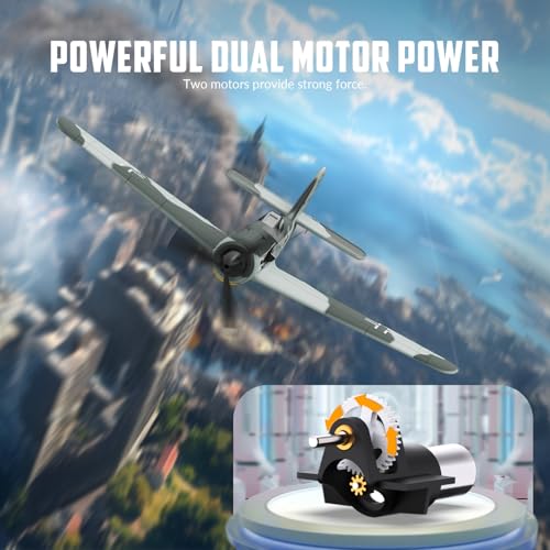RC Plane 3 Channel Remote Control Airplane Fighter Toy, 2.4GHz 6-axis Gyro, Easy to Fly for Adults Kids Beginners Q215470