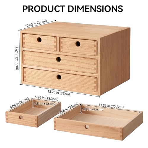 Natural Wooden Desktop Organizer with 3 Drawers D235
