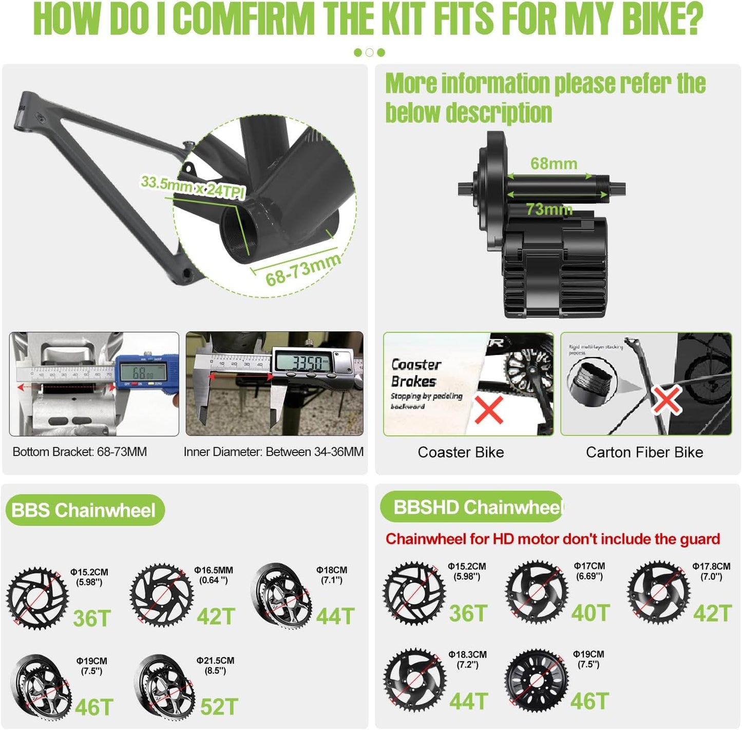 Mid Drive Ebike Conversion Kit with LCD Display G361926