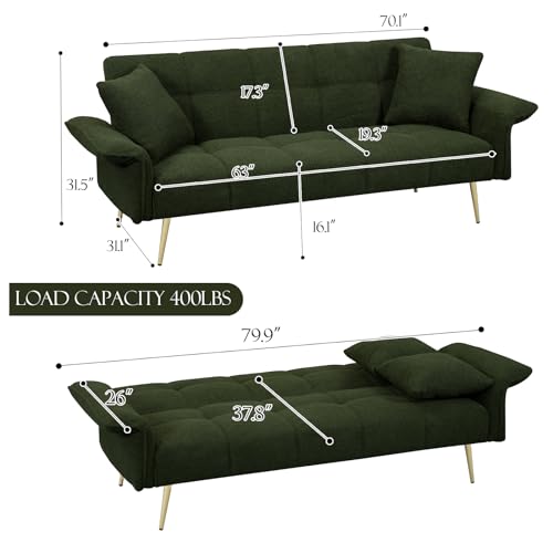 Teddy Futon Sofa Bed with Convertible Backrest and Memory Foam T218