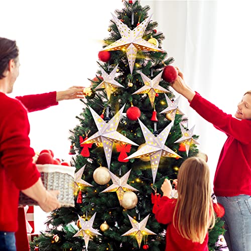 Christmas Paper Star Lanterns with LED Lights Hanging Decor W2538