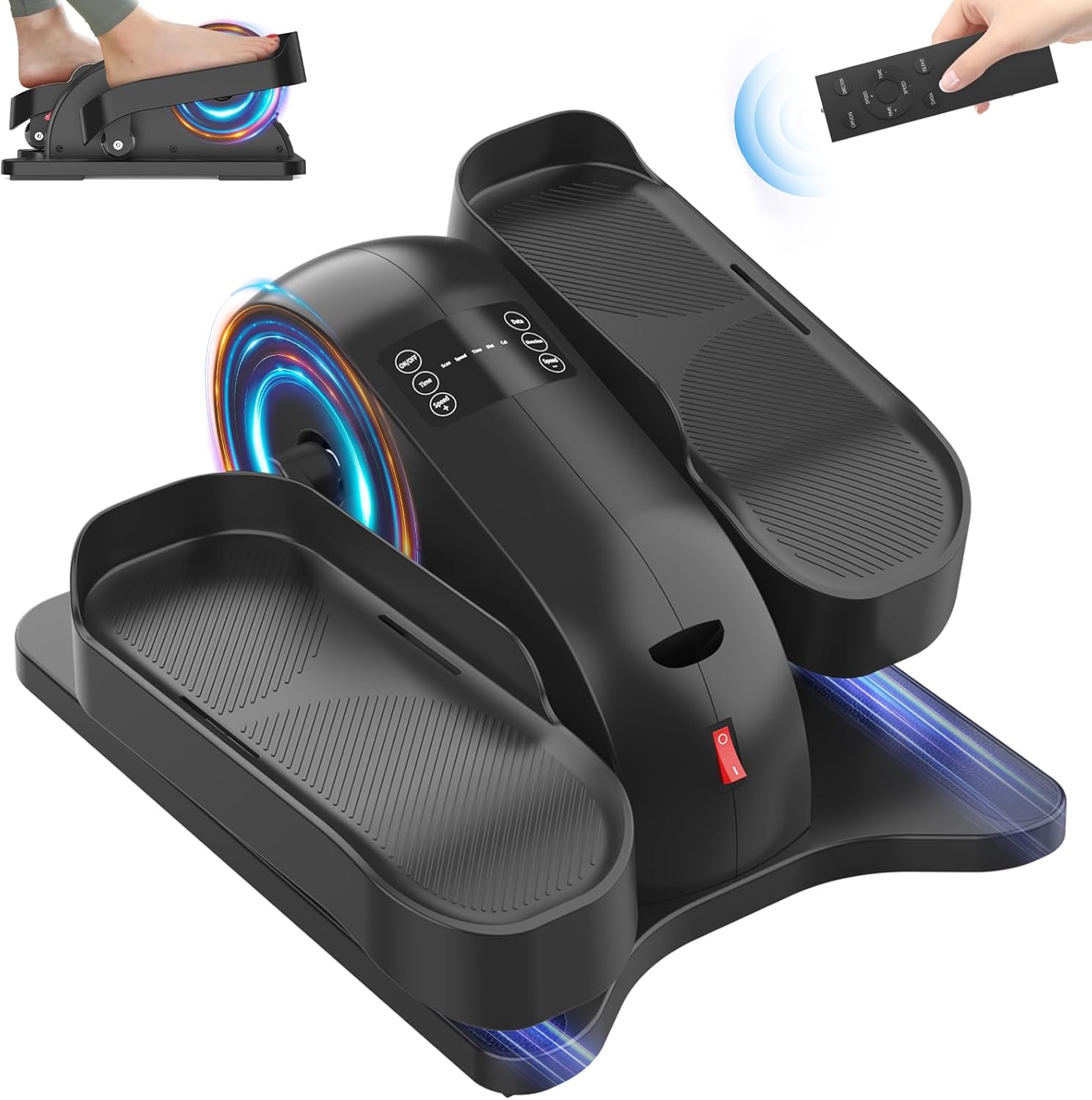 Under Desk Elliptical Machine Ellipse Leg Exerciser While Sitting for Seniors with 12 Adjustable Speed Quiet & Portable Seated Pedal Exerciser with Remote Control