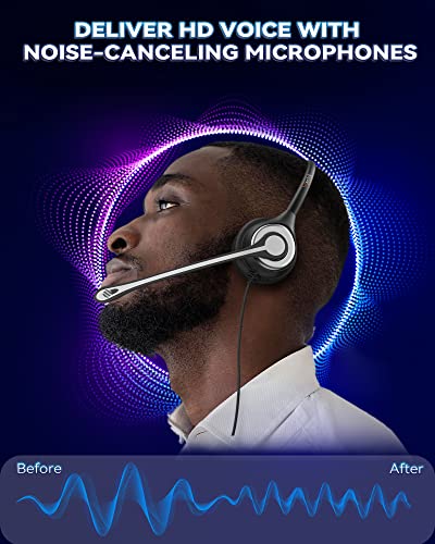 Corded Telephone Headset with Noise Canceling Mic and Quick Disconnect Q26088