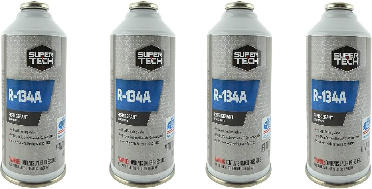 R-134a Refrigerant Automotive use in a 12oz Self-Sealing Container (4 Pack), R134AV2