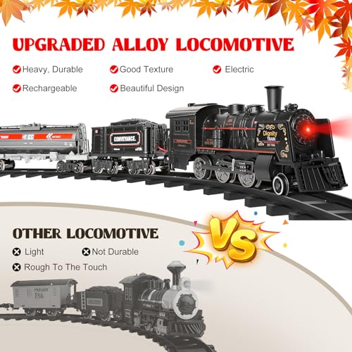 Train Set for Boys with Steam Locomotive, Cargo Cars & Tracks N10378