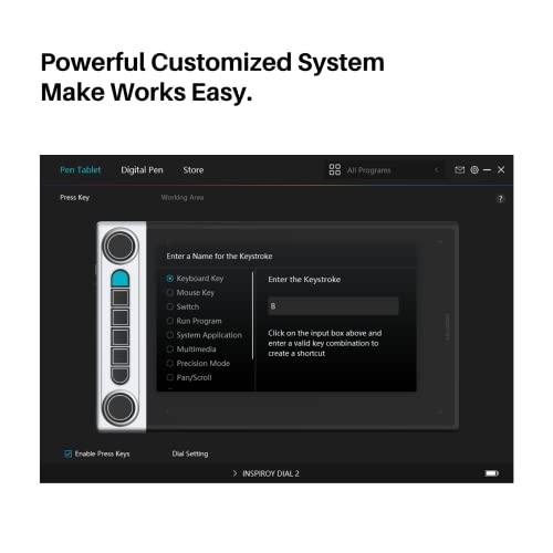 Bluetooth Wireless Drawing Tablet with Dual Dials and Battery-Free Stylus X11336