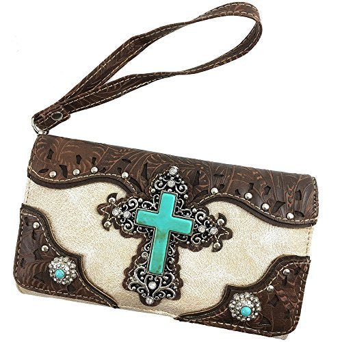 Cross Angel Wings Concealed Carry Handbag Purse Crossbody Messenger Bag and Wallet B547041