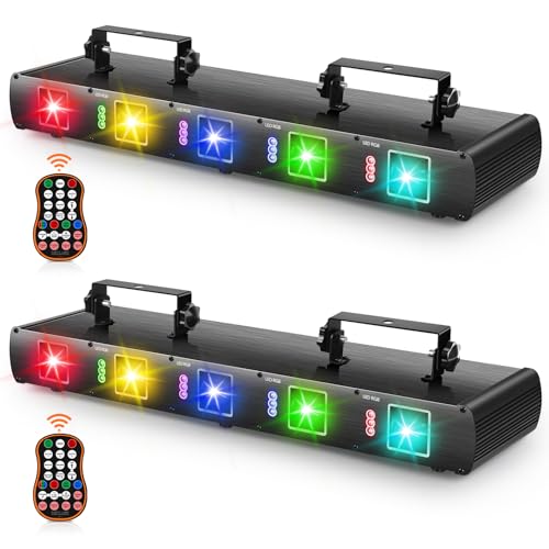 Stage Laser Light, 5 Beam Sound Activated DJ Party Lights with Remote Control O445463
