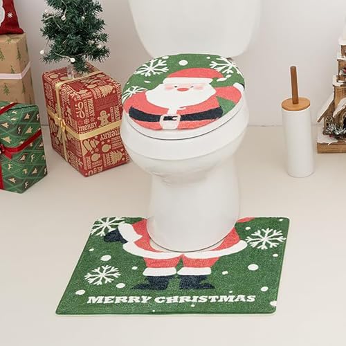 Christmas Bathroom Rugs with Toilet Seat Cover Non Slip U Shaped E561049