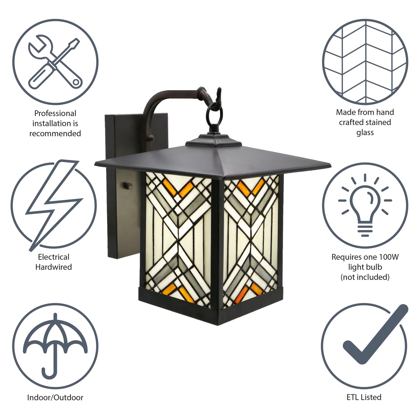 Outdoor Mission Stained Glass Wall Sconce G321