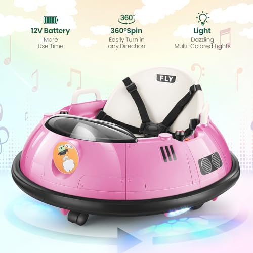 Kids Bumper Car with Remote Control, 360 Degree Spin, Pink Q822526
