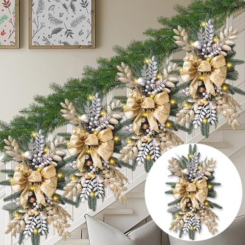 Prelit Teardrop Christmas Swag 24 Inch for Stair Window Wall Decor L4230