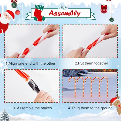 Solar Candy Cane Lights Outdoor Pathway, 8 Modes LED Christmas Decorations G8051