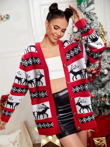 Funny Christmas Cardigan for Women Open Front Knit Coat U698