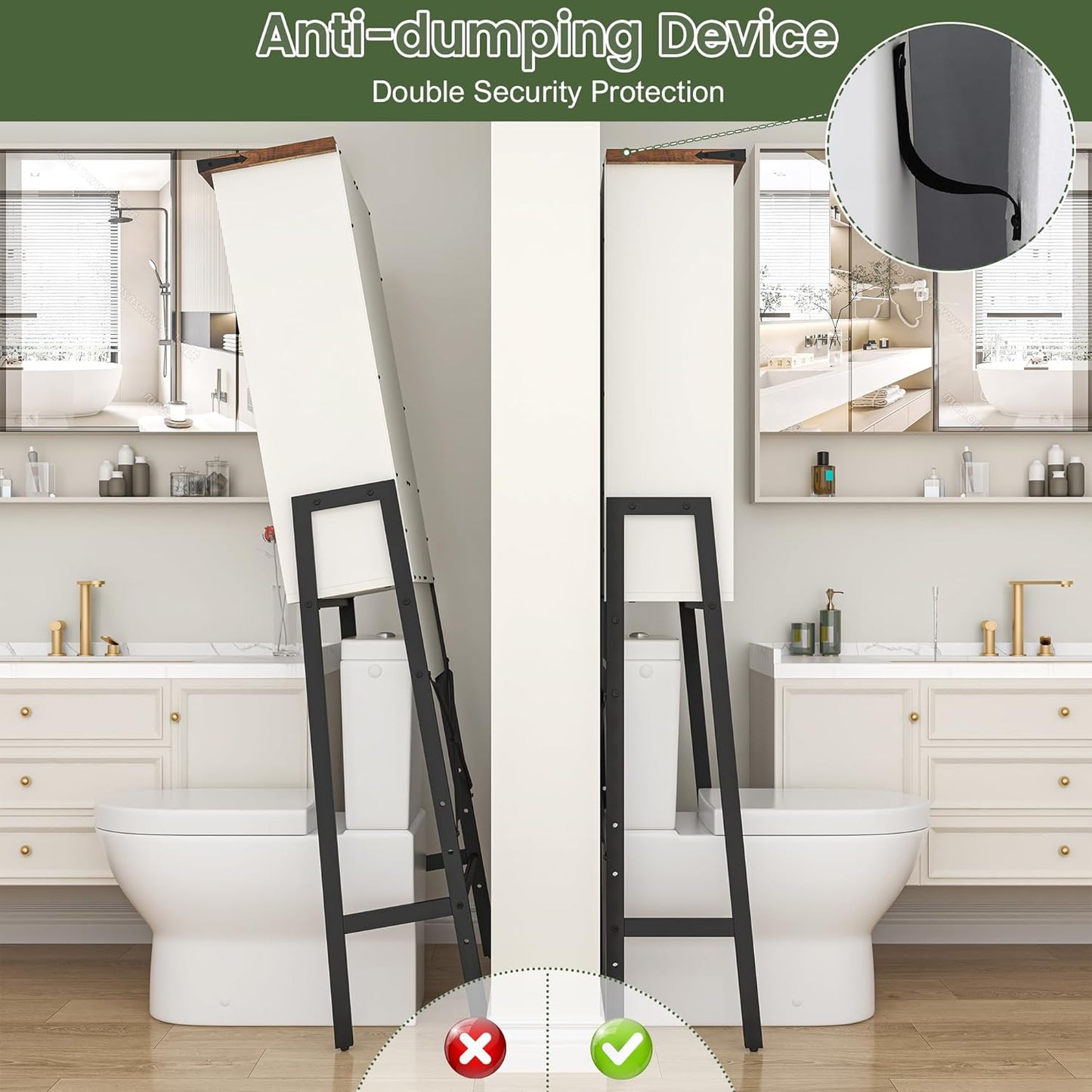 Over The Toilet Storage Cabinet with Adjustable Shelves and Barn Door T63503